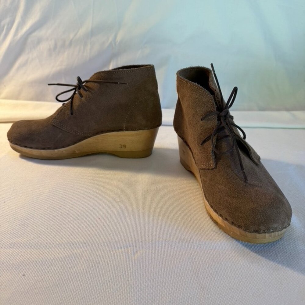 No. 6 Store beige suede clogs